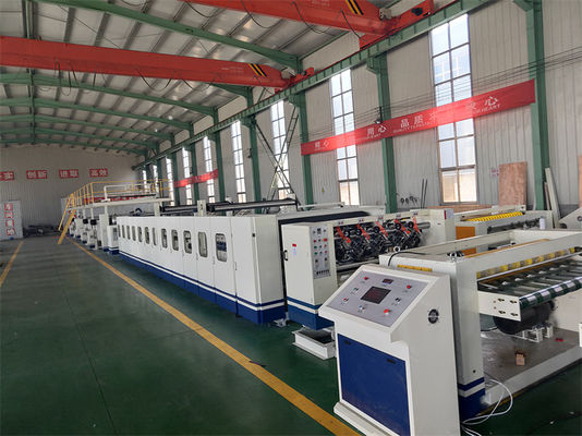 Línea de producción de cajas de cartón onduladas de alta velocidad de 5 pli con control de frecuencia de 0,75 kW