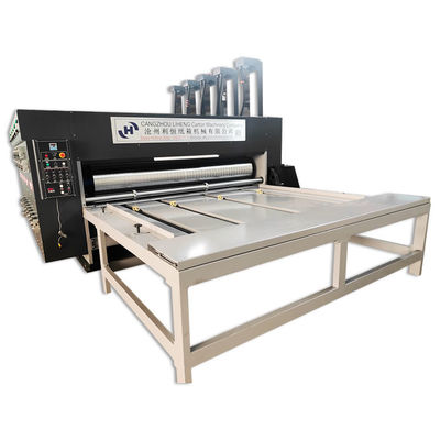 1500 KG Tipo semiautomático de cadena de alimentación de la caja de pizza ondulada Flexo impresora rotativa máquina de corte por die