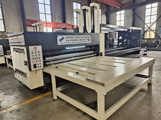Semi-automático 3 colores Flexo tinta de impresión Slotting Die máquina de corte con alimentación en cadena