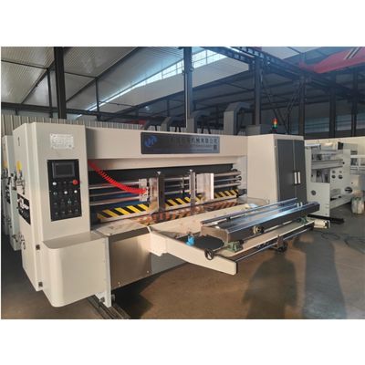 Máquina automática para hacer cajas de cartón con 4 colores de impresión flexo y corte a presión