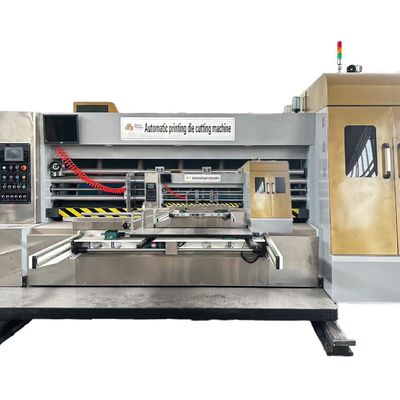Caja de cartón máquina de hacer papel formando 4 colores Flexo corrugado Impresión de ranuras de corte a presión